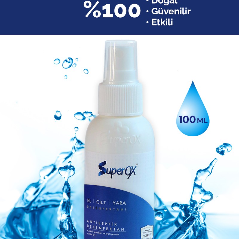 Superox Hipokloröz (HoCl) Alkolsüz El Cilt  ve yara  Dezenfektanı 100ml