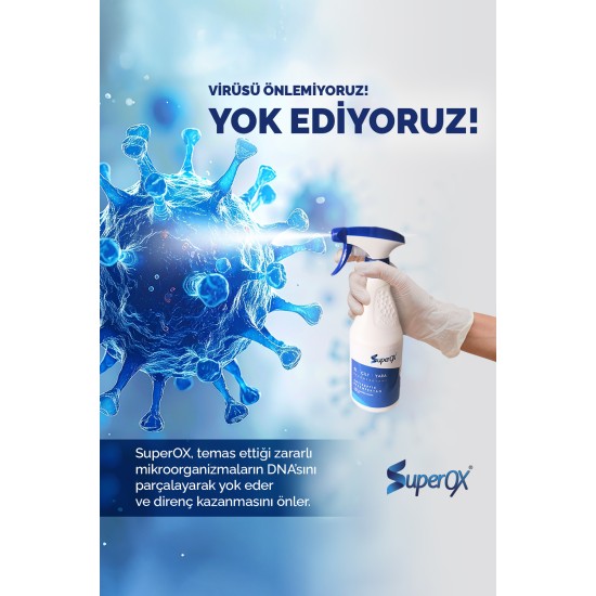 Superox Hipokloröz (HoCl) Alkolsüz El Cilt ve Yara Çevresi Dezenfektanı 500ml Superox Hipokloröz (HoCl) Alkolsüz El Cilt ve Yara Çevresi Dezenfektanı 500ml